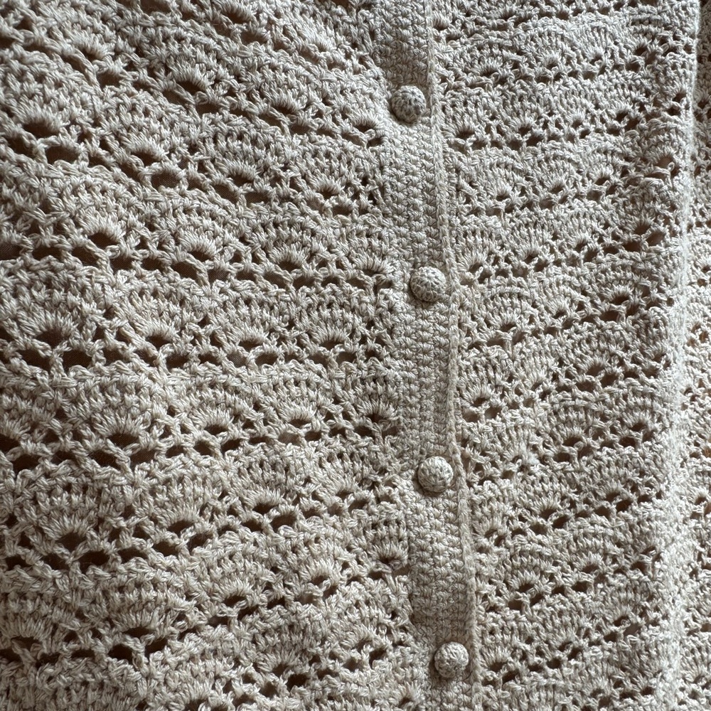 Sezane Cream Crochet Button-Front Knit Dress - Picture 7 of 8